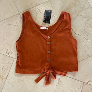 NWT Burnt Orange Crop Top with Front Tie